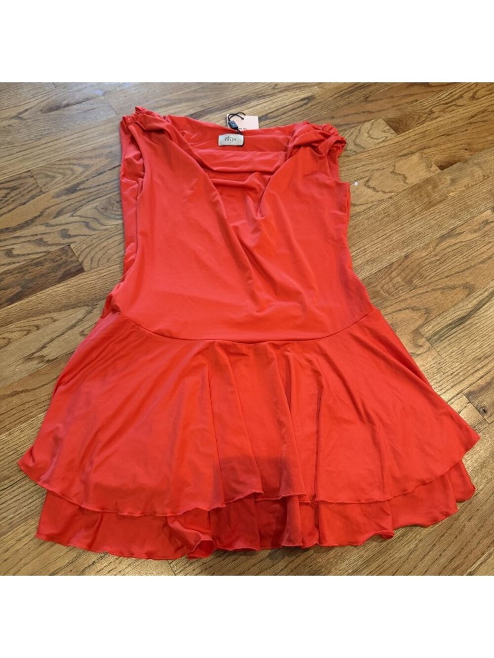 OH POLLY BELLONA OFF SHOULDER MINI DRESS SCARLET RED NEW LARGE